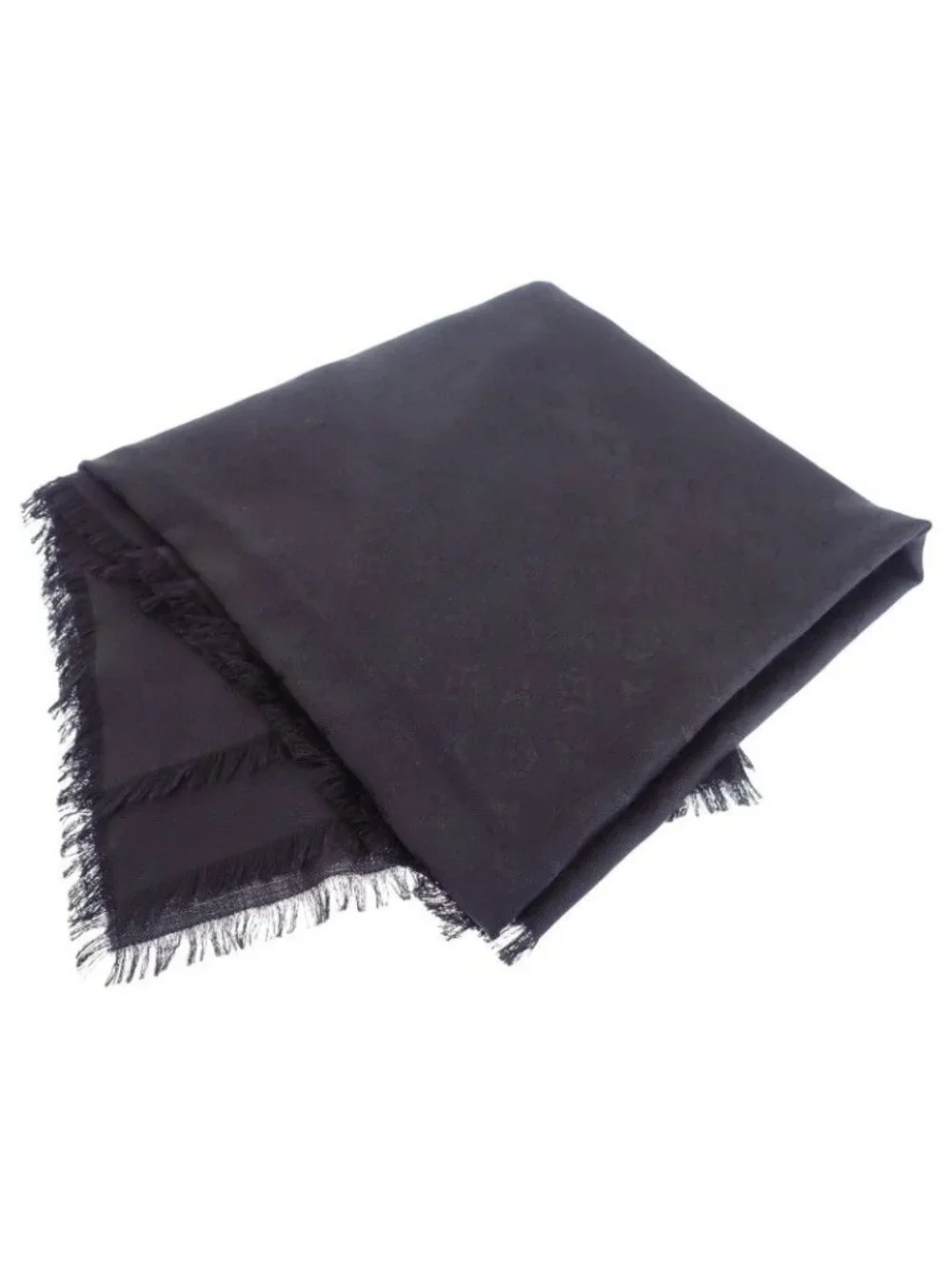 Louis Vuitton Shawl Monogram Wool Silk Black Scarf